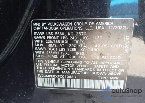 2023 Volkswagen Id.4 Pro z USA, uszkodzony, nr VIN 1V2CMPE8XPC010633